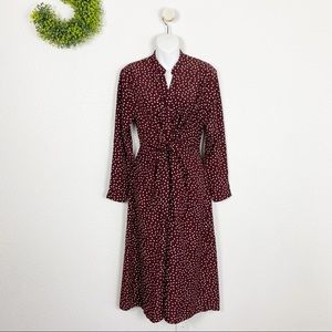 Blush Chocolate Brown Polka Dot Tie Waist Midi S